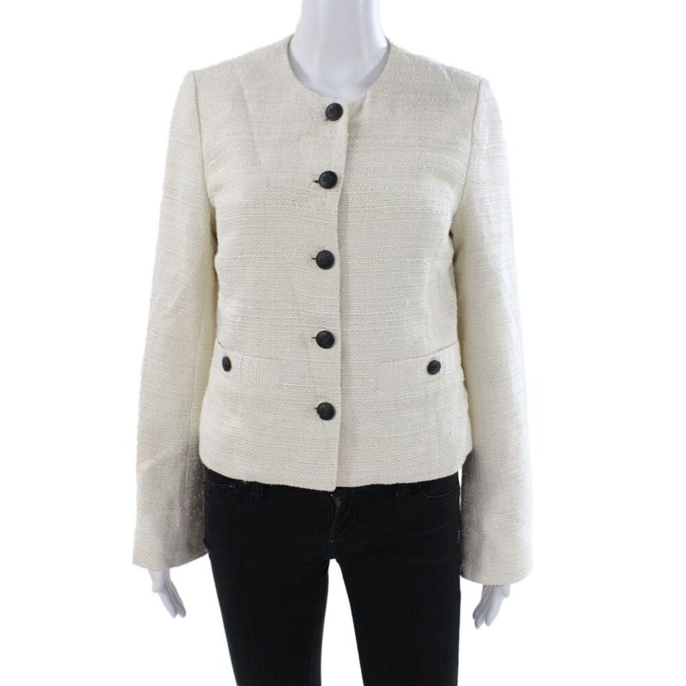 Rag & Bone Women Tweed Button Down Blazer White Size 8